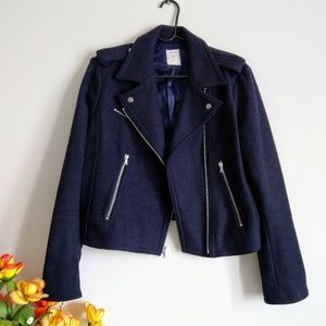 GAP Navy Wool Moto Jacket